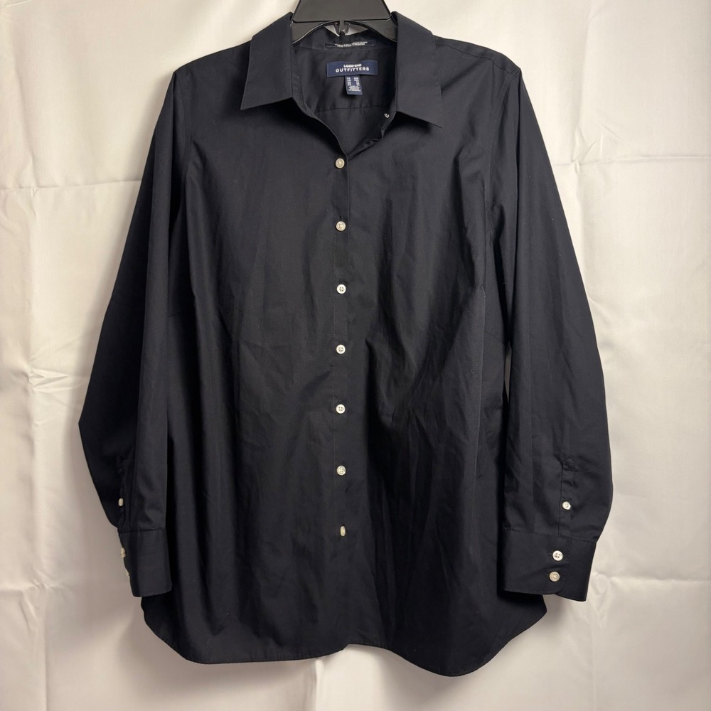 Lands End Outfitters Womens 20W Black Button Down Long Sleeve Shirt Cotton Blend